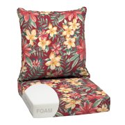 ARDEN Outdoor Foam Deep Seat Cushion Set, 24 in x 24 in, Weather-Proof, Rain-Proof, Fade Resistant Patio Cushion, Bottom and Back Cushion for Chair, Sofa, and Couch Ruby Clarissa