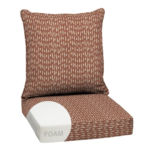 ARDEN Outdoor Foam Deep Seat Cushion Set, 24 in x 24 in, Weather-Proof, Rain-Proof, Fade Resistant Patio Cushion, Bottom and Back Cushion for Chair, Sofa, and Couch Rust Red Brushed Texture