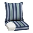 thumbnail image 1 of ARDEN Outdoor Foam Deep Seat Cushion Set, 24 in x 24 in, Weather-Proof, Rain-Proof, Fade Resistant Patio Cushion, Bottom and Back Cushion for Chair, Sofa, and Couch Sapphire Aurora Blue Stripe, 1 of 9