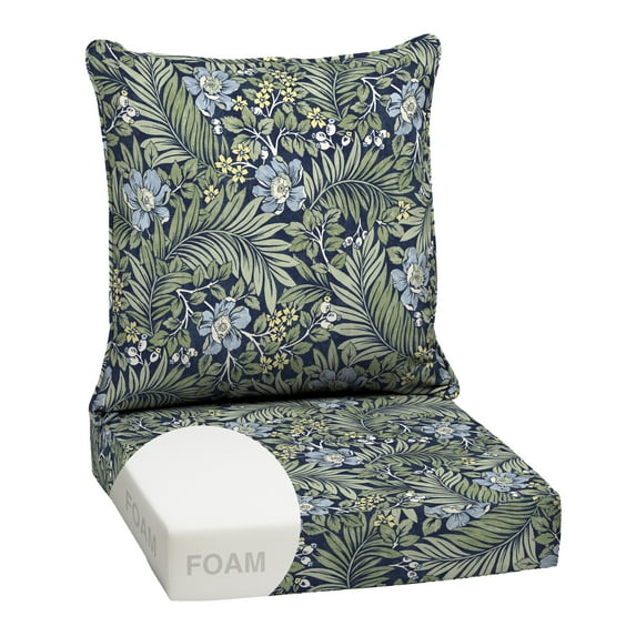 ARDEN 24x24 Outdoor Deep Seat Cushion Set – Fade-Resistant, Weather-Resistant Outdoor Patio Replacement Cushions Sapphire Morrison Floral