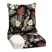 ARDEN Outdoor Foam Deep Seat Cushions Set, 24x24, Premium High-Density Foam, Never Flattens, Weather-Proof for Patio Chair Sofa Couch, Simone Black Tropical