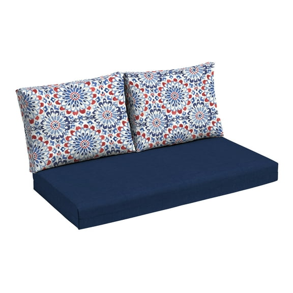 ARDEN Outdoor Loveseat Cushion Set, 48 x 24, Water repellent, Fade Resistant, Cushion Set for Couch, Bench, and Swing, Clark Blue