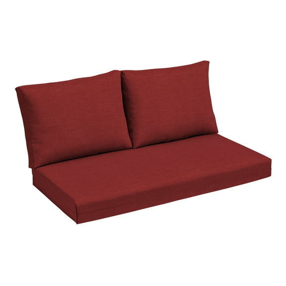 ARDEN Outdoor Loveseat Cushion Set, 48 x 24, Water repellent, Fade Resistant, Cushion Set for Couch, Bench, and Swing 48 x 24, Ruby Red Leala