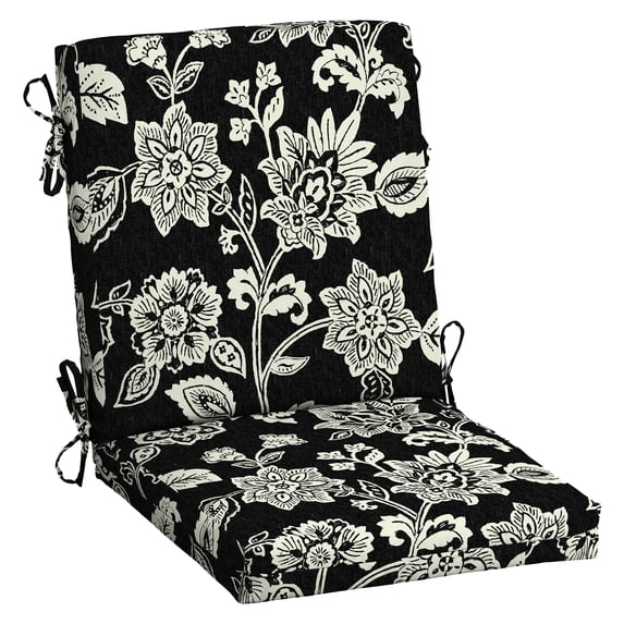 ARDEN Outdoor Midback Chair Cushion, 18 x 16.5, Rain-Proof, Fade Resistant Ashland Black Jacobean