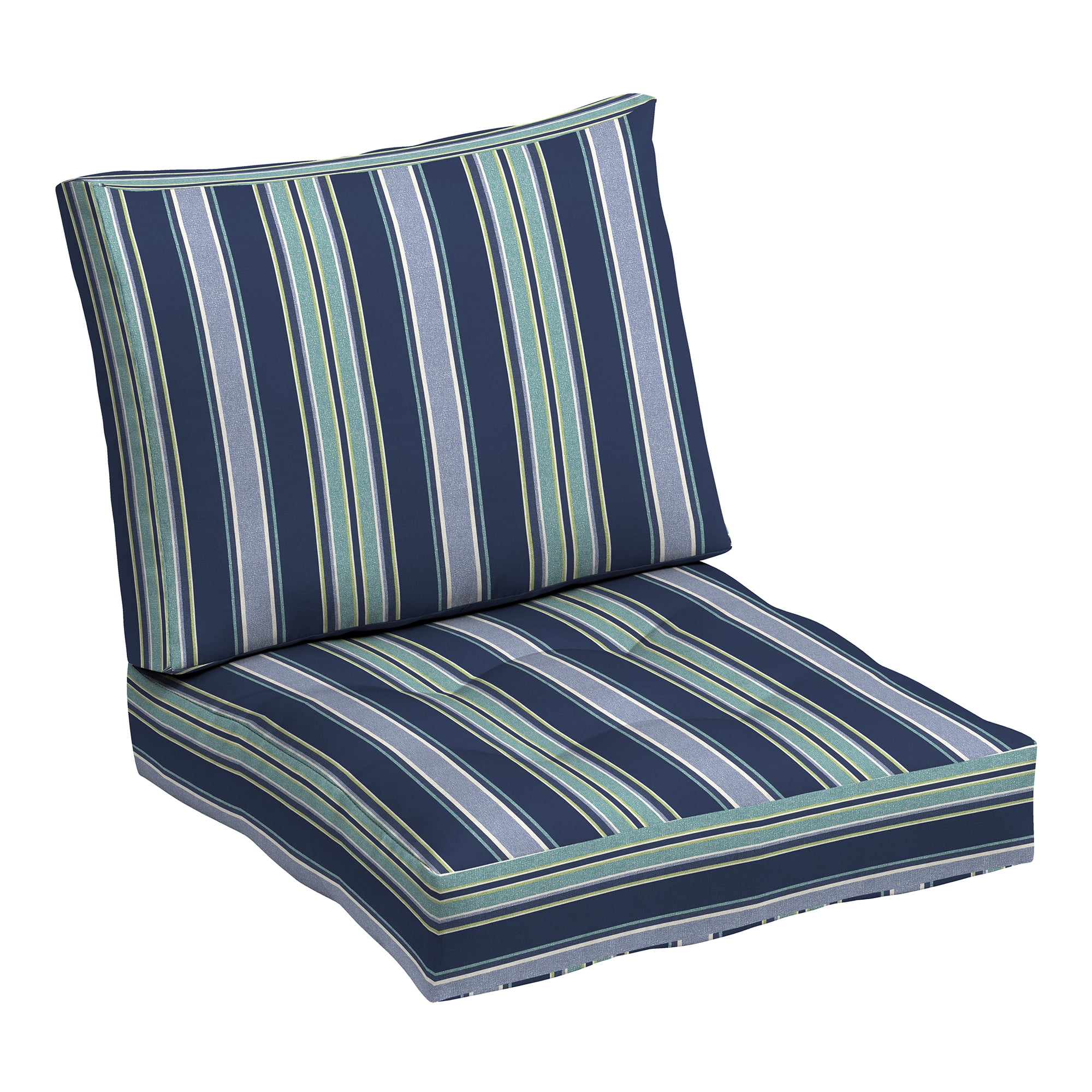 Sapphire Aurora Blue Stripe Outdoor Deep Seat Cushion Set