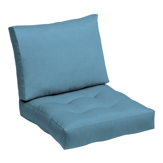 ARDEN Outdoor Plush Modern Tufted Blowfill Deep Seat Set, 24 x 24, Water Repellent, Fade Resistant, Deep Seat Bottom and Back Cushion for Chair and Sofa, French Blue Texture