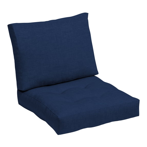 ARDEN Outdoor Plush Modern Tufted Blowfill Deep Seat Set, 24 x 24, Water Repellent, Fade Resistant, Deep Seat Bottom and Back Cushion for Chair and Sofa, Sapphire Blue Leala