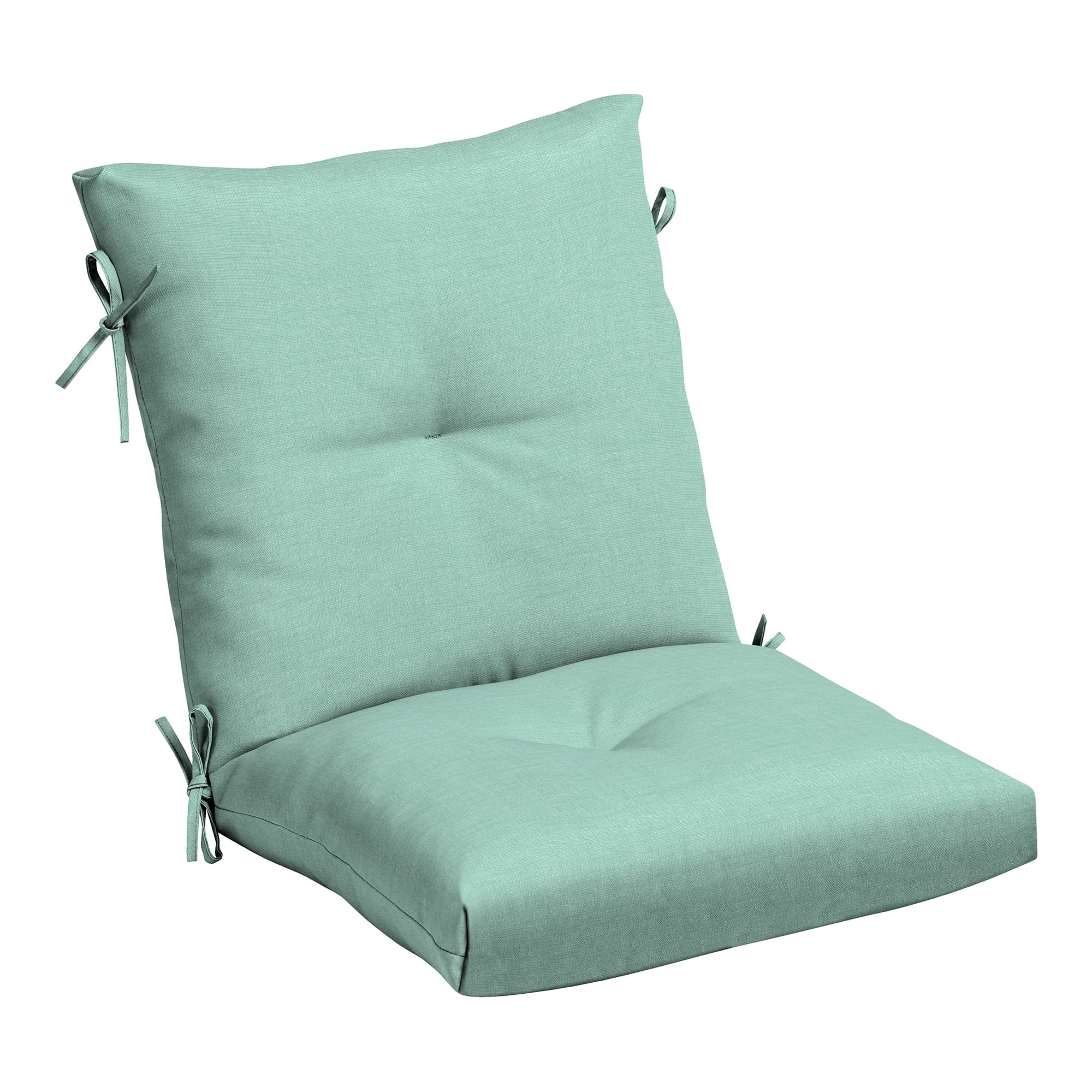 Aqua Green Polyester Outdoor Dining Chair Cushion with Ties