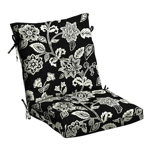 ARDEN Outdoor Plush Modern Tufted Blowfill Dining Chair Cushion, 21 x 40, Water Repellent, Fade Resistant, Tufted Cushion for Dining and Bistro Chairs, Ashland Black Jacobean