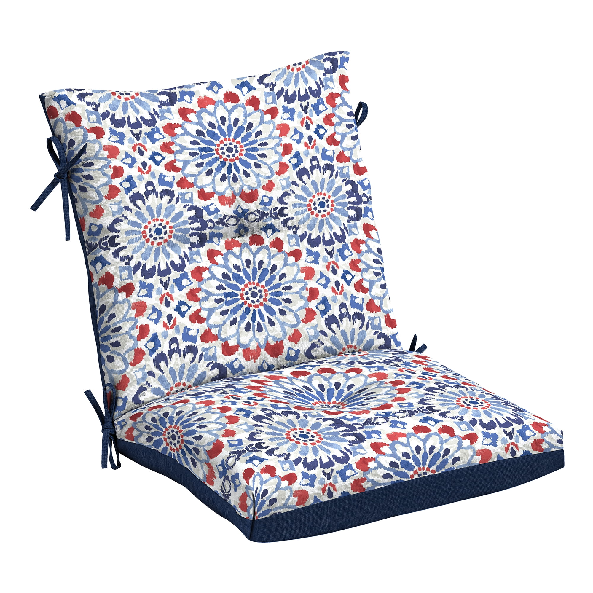 ARDEN Outdoor Plush Modern Tufted Blowfill Dining Chair Cushion, 21 x 40, Water Repellent, Fade Resistant, Tufted Cushion for Dining and Bistro Chairs, Clark Blue
