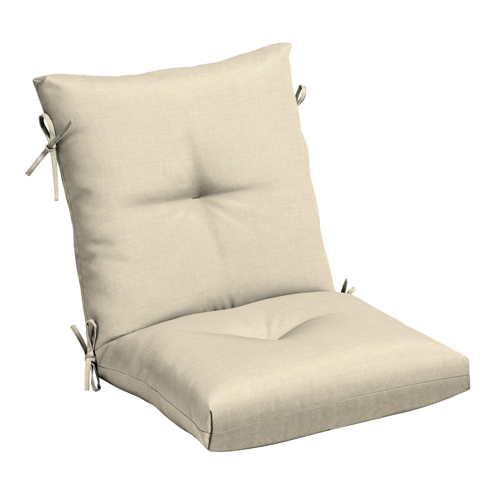 Tan Polyester Tufted Blowfill Outdoor Dining Chair Cushion