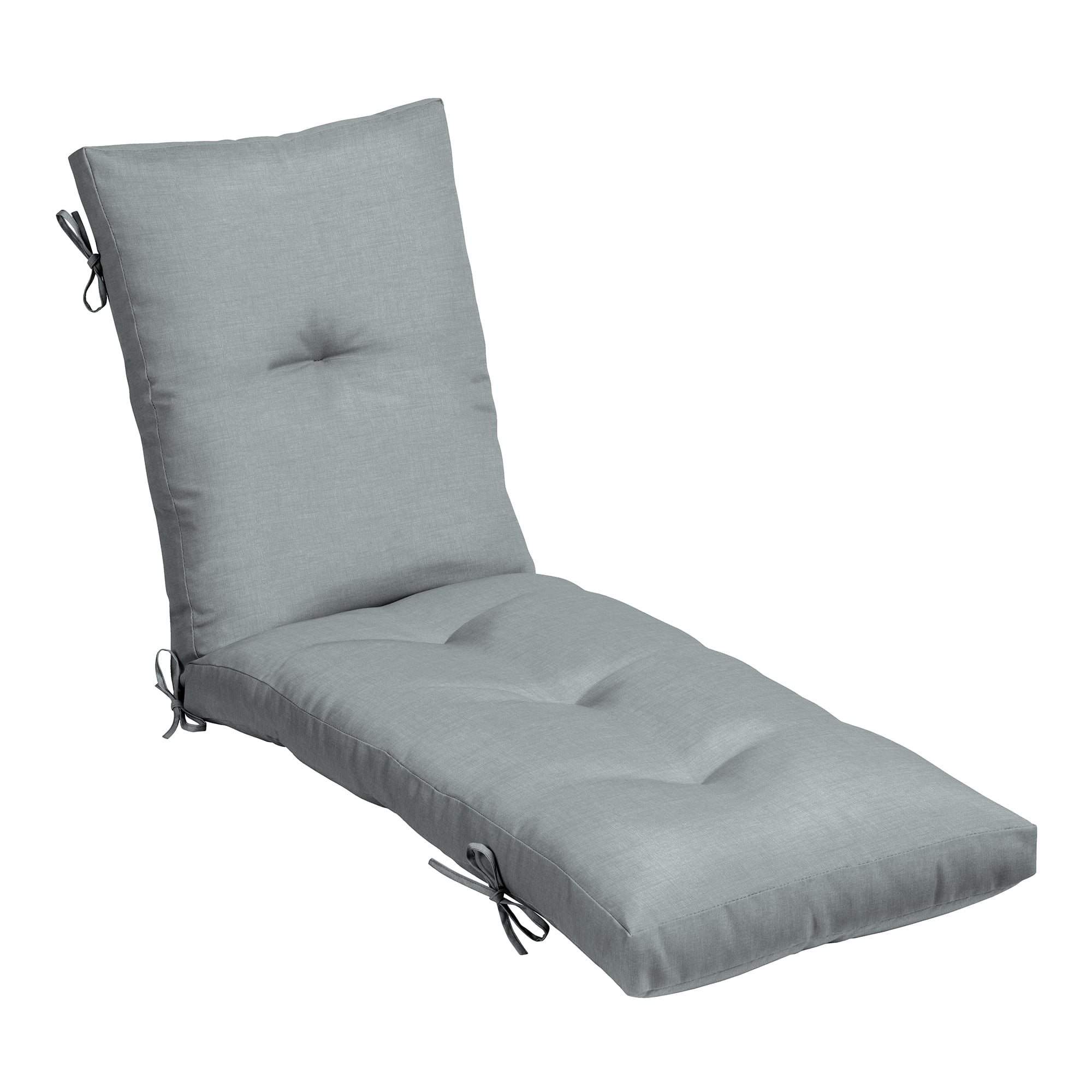 Stone Grey Tufted Outdoor Chaise Lounge Cushion, 76 x 22