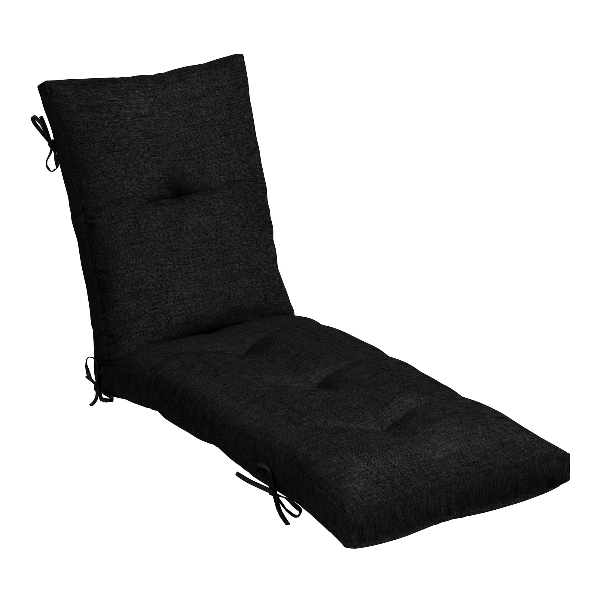 Black Polyester Tufted Outdoor Chaise Lounge Cushion, 76 x 22