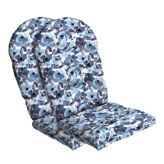 ARDEN Outdoor Plush Modern Tufted Rocking Chair Cushion, Set of 2, 20 x 18, Water Repellent, Fade Resistant, Cushions for Adirondack and Rocking Chairs 20 x 18, Blue Garden Floral