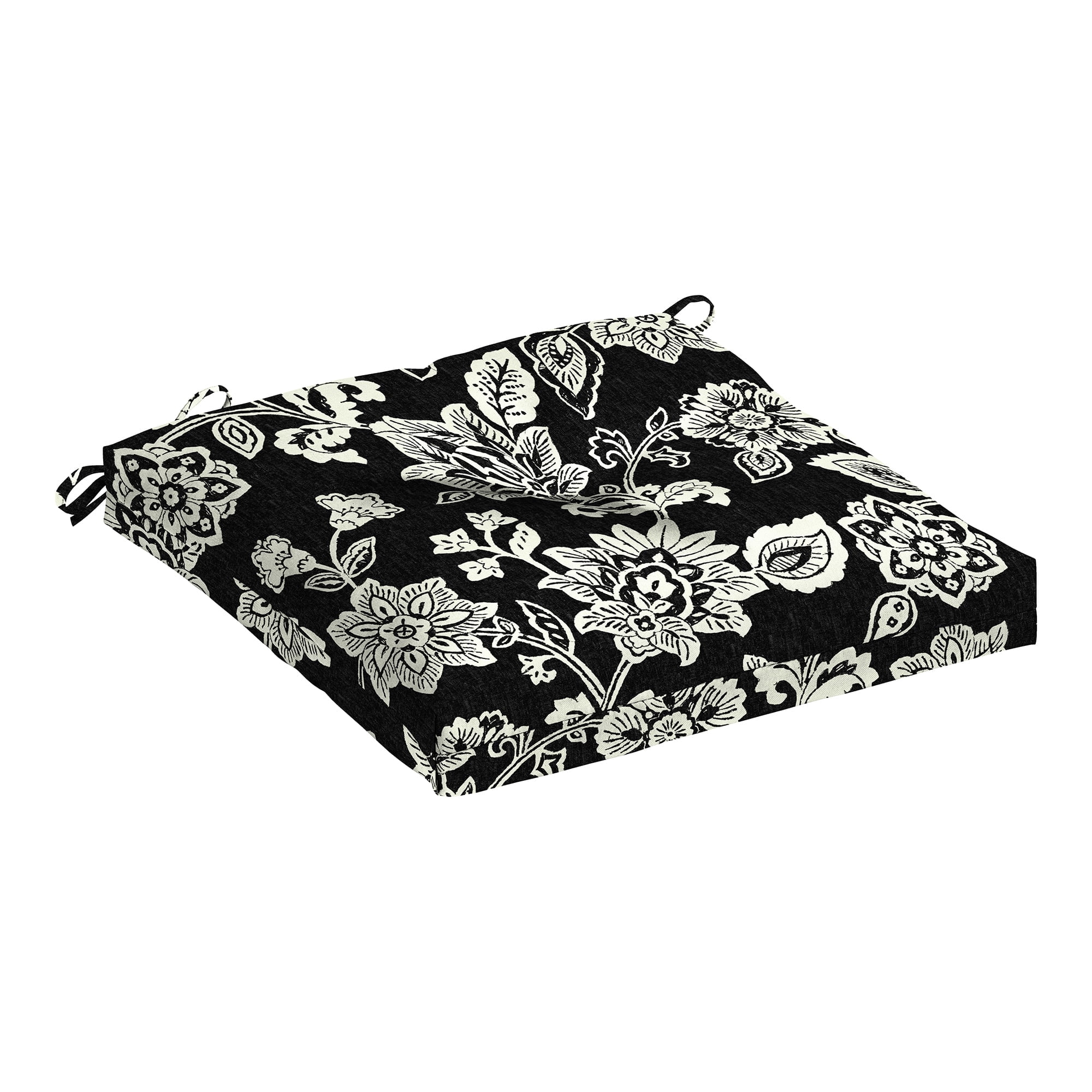 Ashland Black Jacobean Floral Outdoor Rocking Chair Cushion