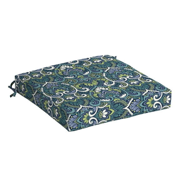 ARDEN Outdoor Seat Cushion 21 x 21, Sapphire Aurora Blue Damask