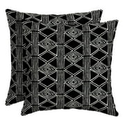 ARDEN Outdoor Toss Pillow (2 Pack) 16 x 16, Black Global Stripe