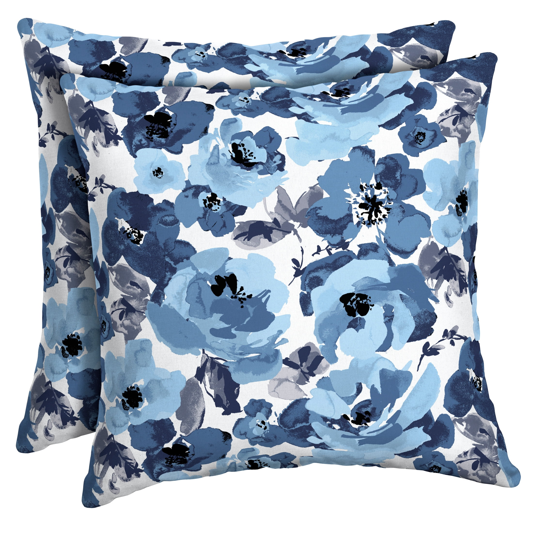 ARDEN Outdoor Toss Pillow (2 Pack) 16 x 16, Blue Garden Floral
