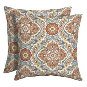 ARDEN Outdoor Toss Pillow, Set of 2, 16 x 16, Water Repellent, Fade Resistant 16 x 16, Global Vintage Medallion