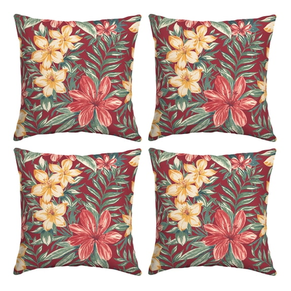 ARDEN Outdoor Toss Pillow, Set of 4, 16 x 16, Rain-Proof, Fade Resistant Ruby Clarissa