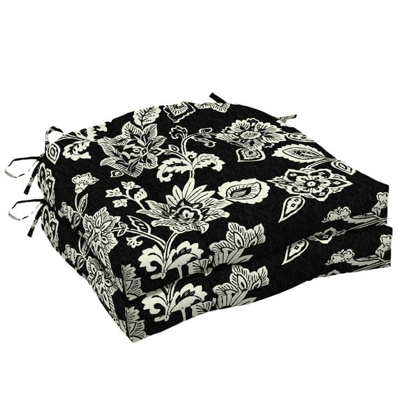 ARDEN Outdoor Wicker Chair Cushion, 2 pack 18 x 20, Ashland Black Jacobean
