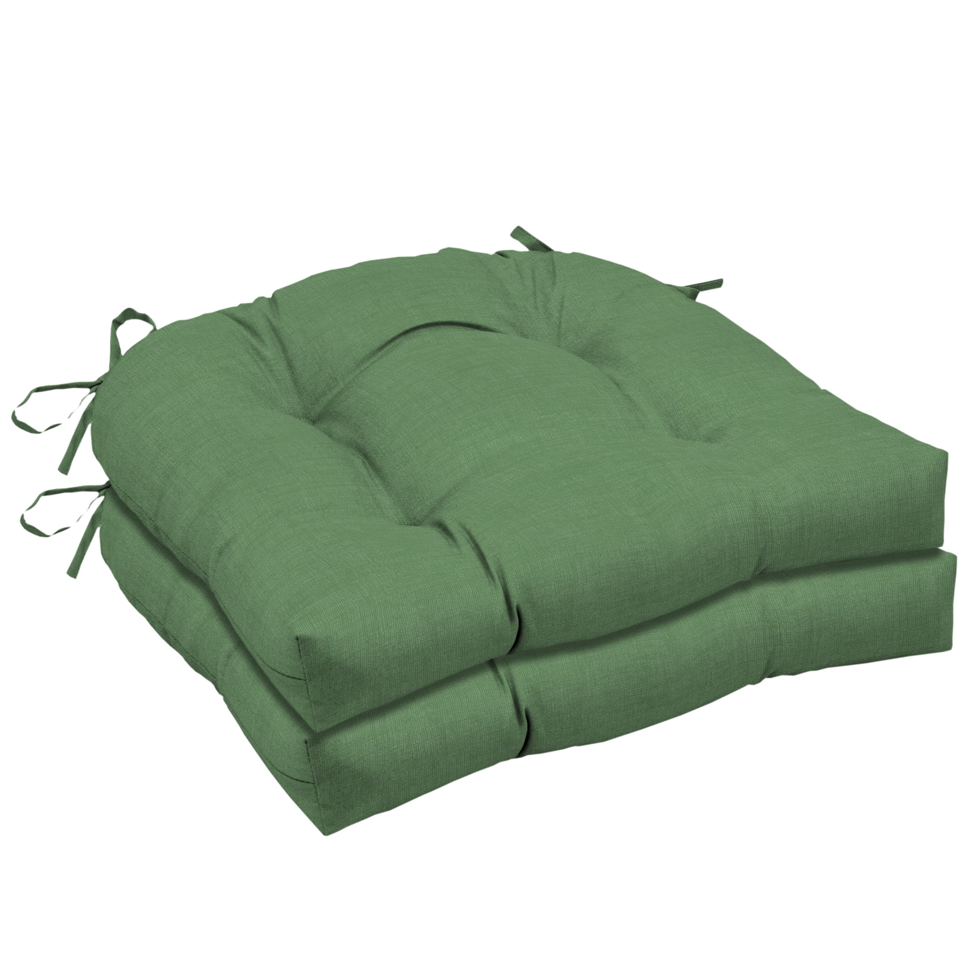 Moss Green Polyester Outdoor Wicker Chair Cushions, Set of 2