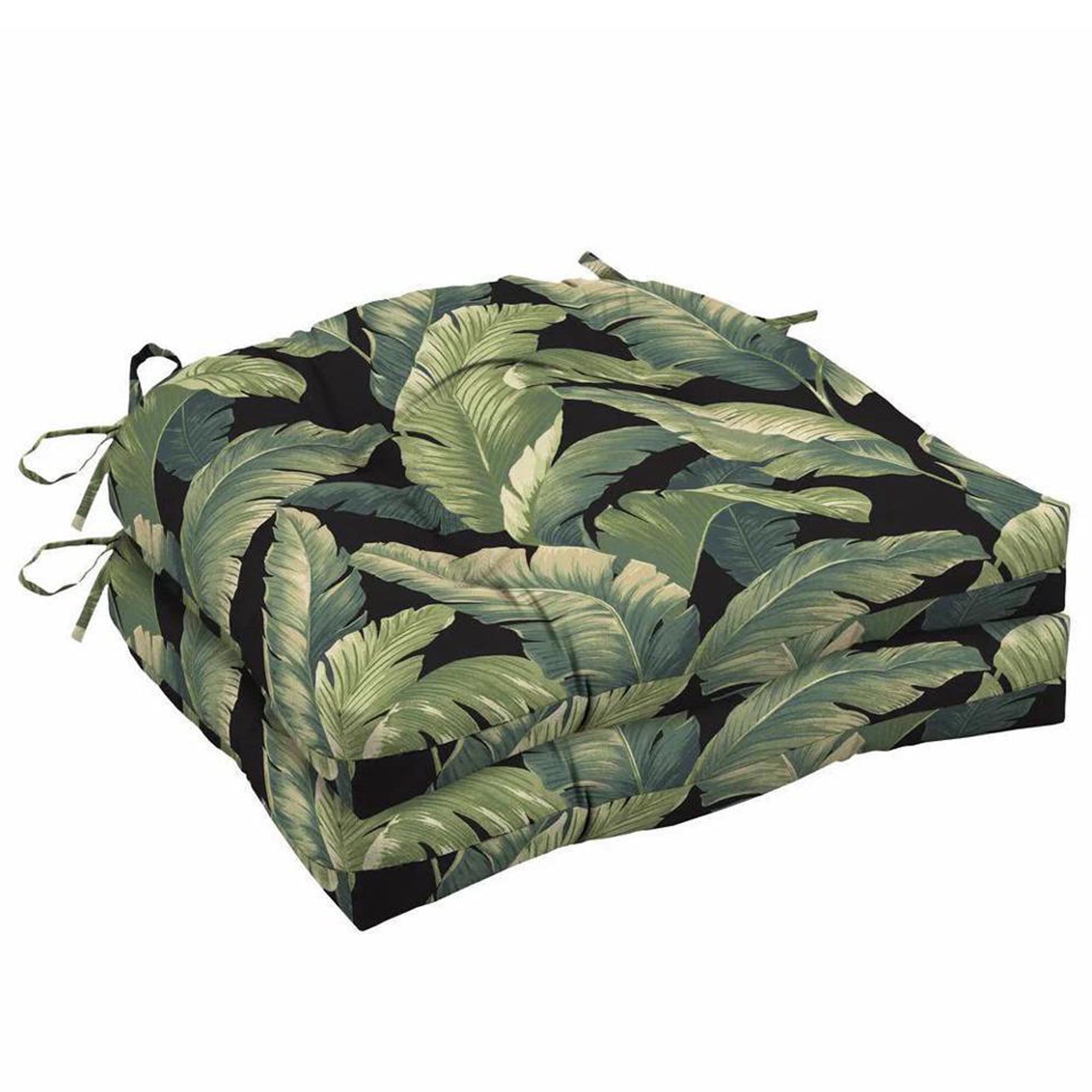 Onyx Cebu Outdoor Wicker Chair Cushions, 2-Pack, Green Leaf Print
