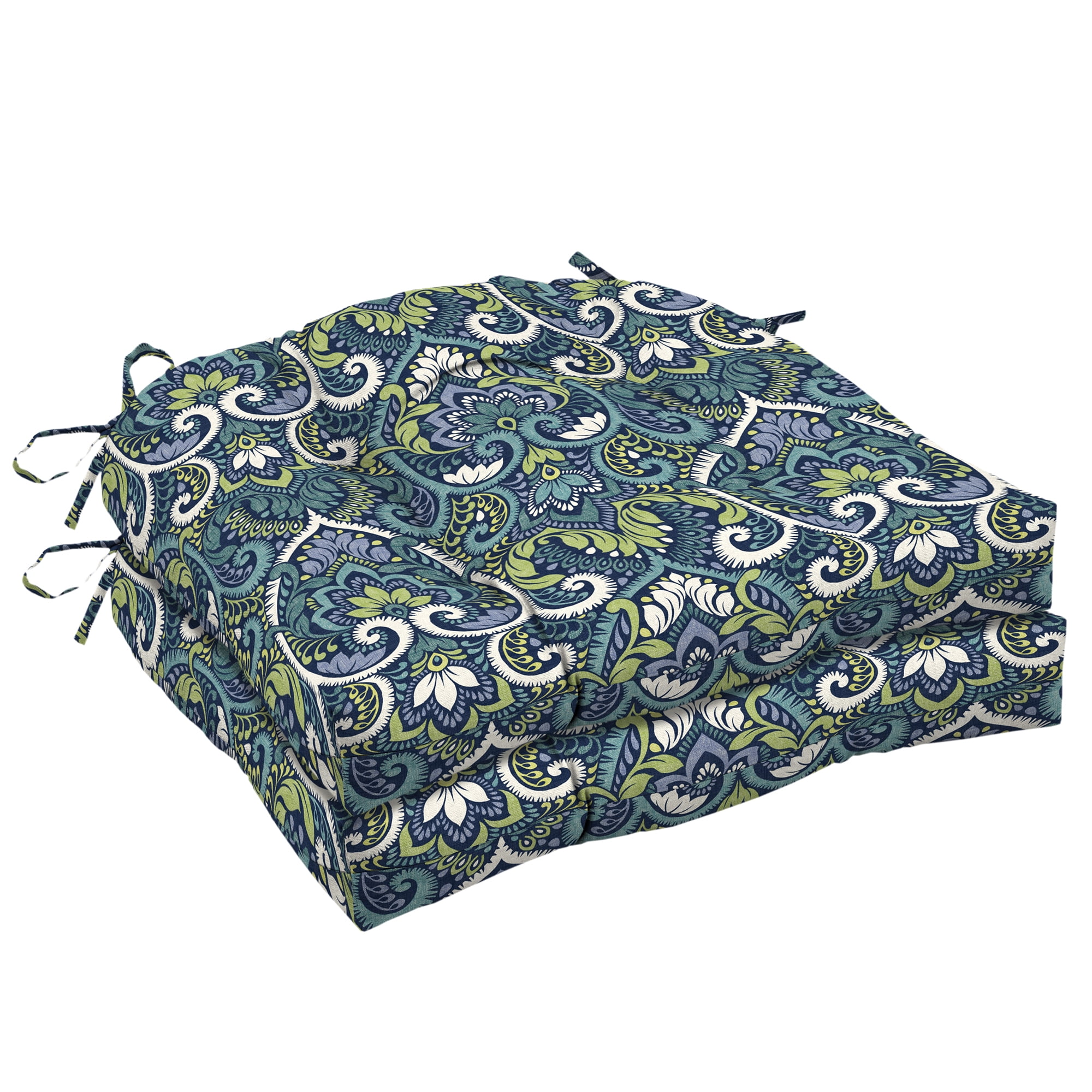 ARDEN Outdoor Wicker Chair Cushion 2 pack, 18 x 20, Sapphire Aurora Blue Damask
