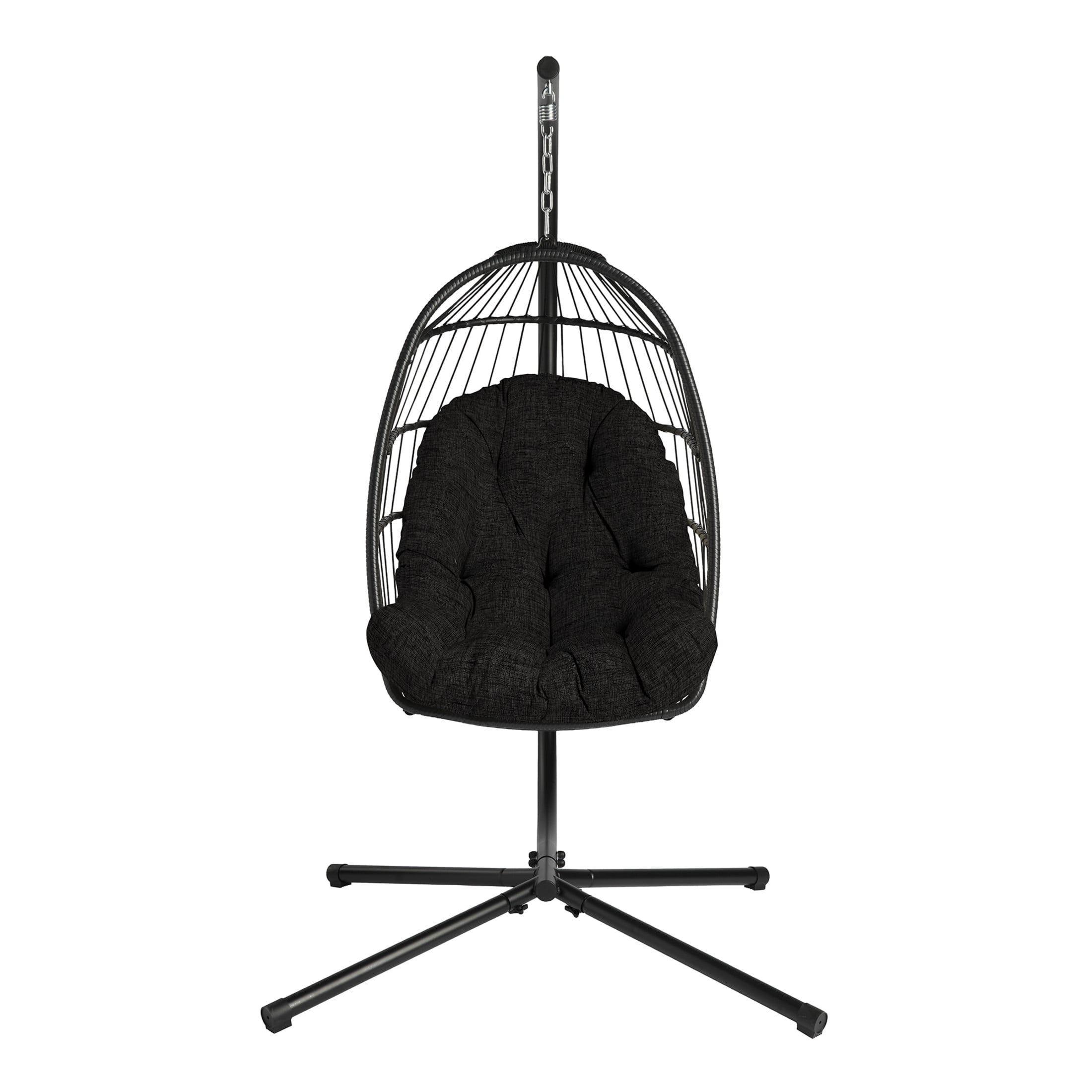 ARDEN Plush Indoor / Outdoor Egg Chair Cushion, 34 x 49, Water Repellent, Fade Resistant, Tufted for Comfort Black Leala