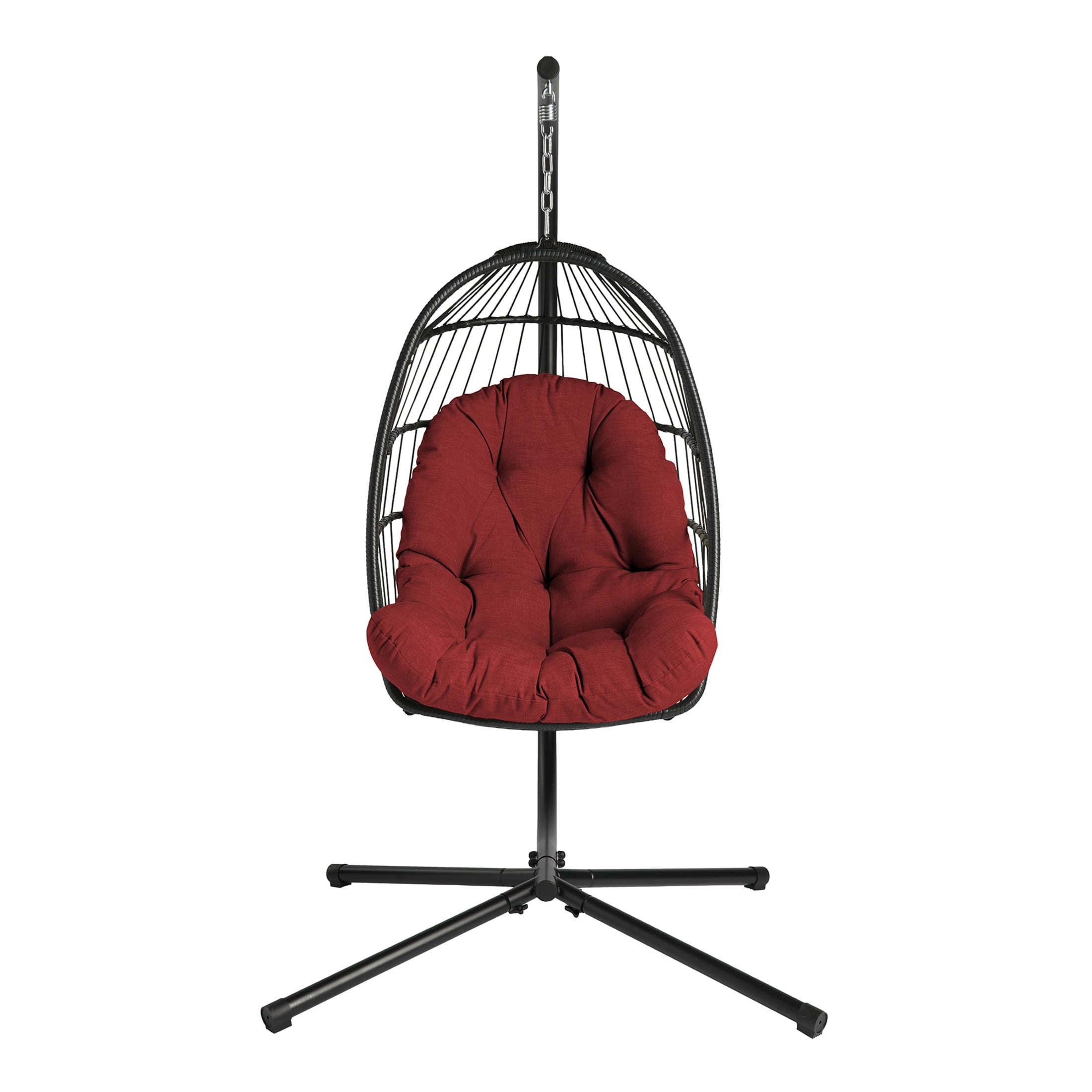 ARDEN Plush Indoor / Outdoor Egg Chair Cushion, 34 x 49, Water Repellent, Fade Resistant, Tufted for Comfort Ruby Red Leala