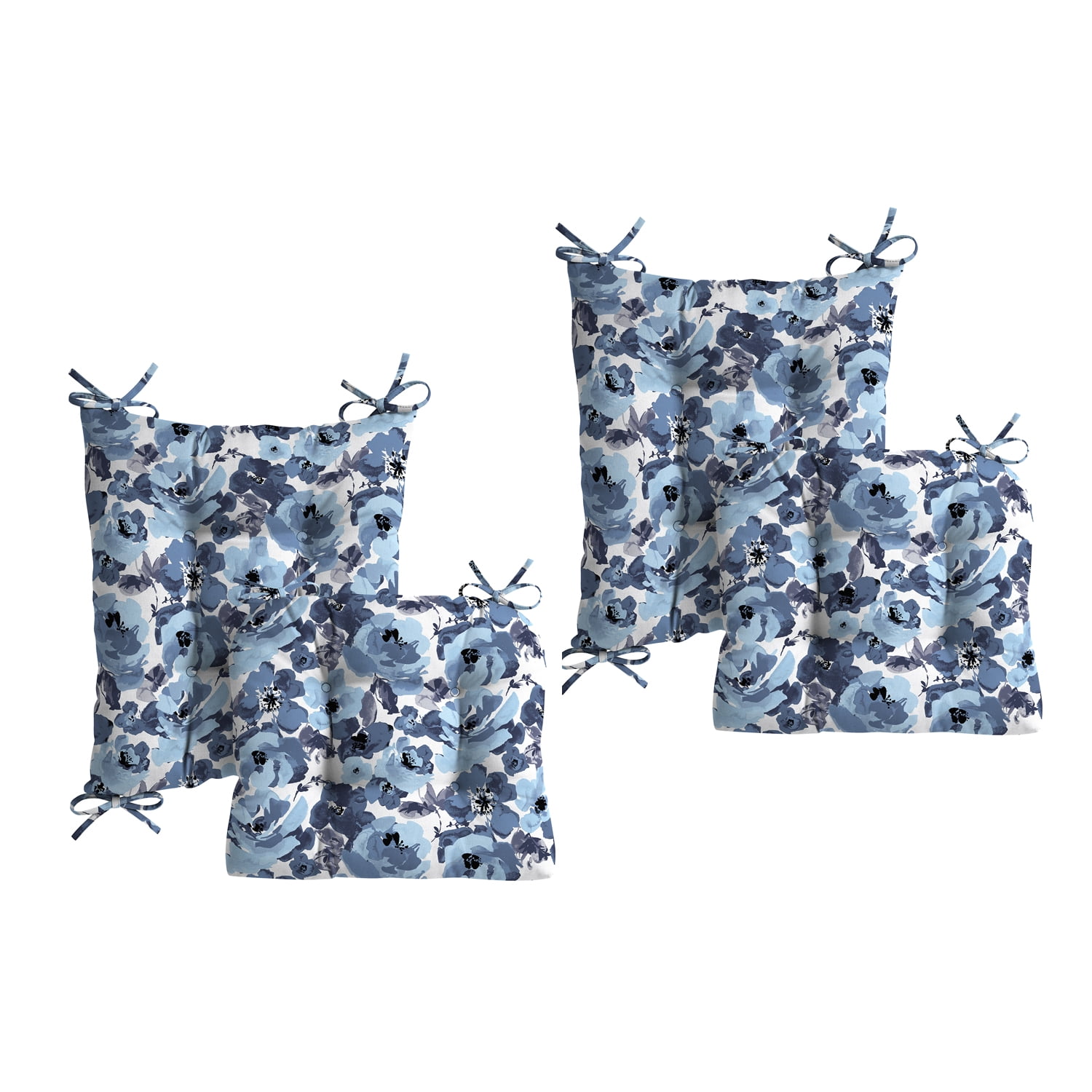 ARDEN Plush Indoor/Outdoor Rocking Chair Cushion Set, 2-Pack, 18 x 20, Water repellent, Fade Resistant, Tufted Cushion for Rocking Chairs 18 x 20, Blue Garden Floral