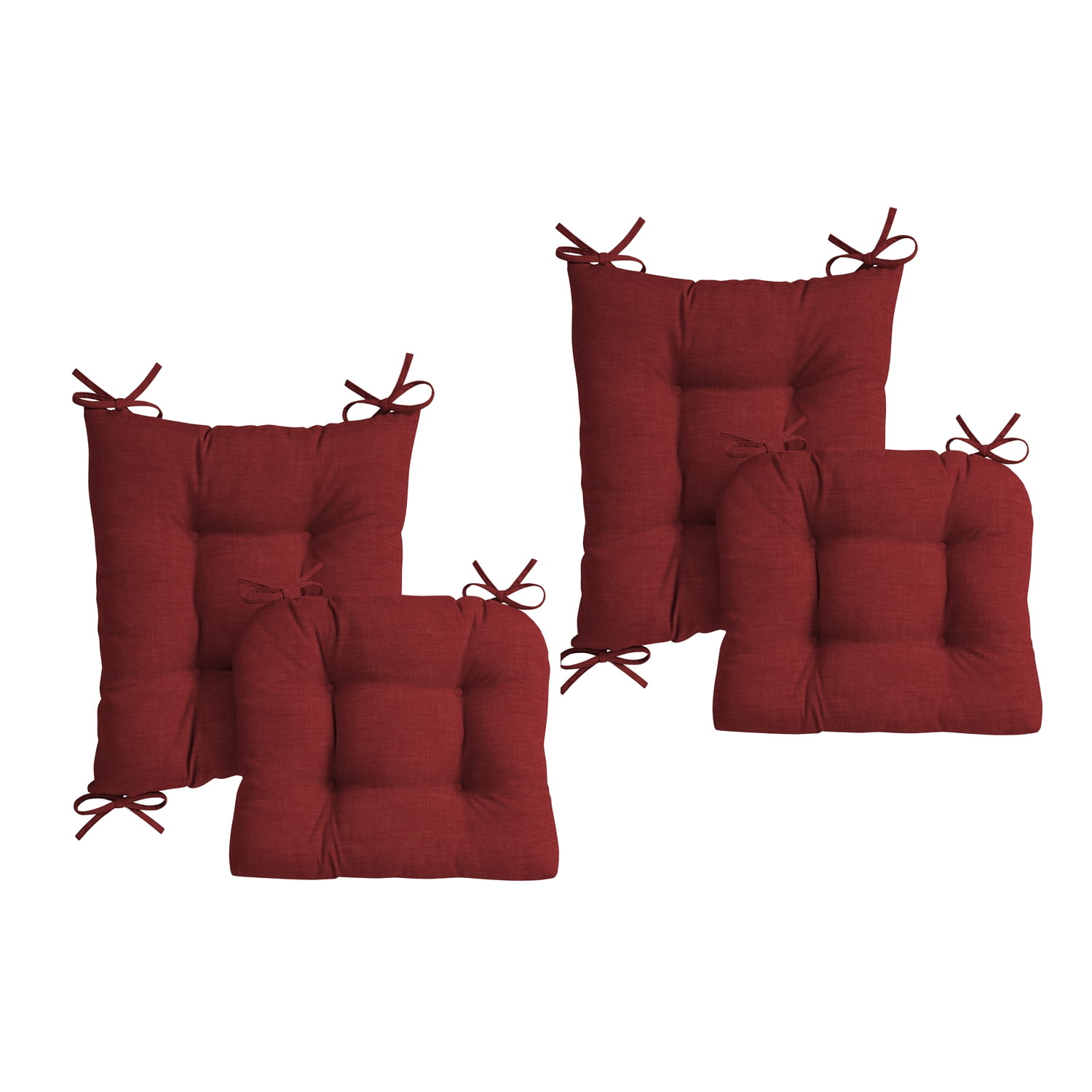 ARDEN Plush Indoor/Outdoor Rocking Chair Cushion Set, 2-Pack, 18 x 20, Water repellent, Fade Resistant, Tufted Cushion for Rocking Chairs 18 x 20, Ruby Red Leala