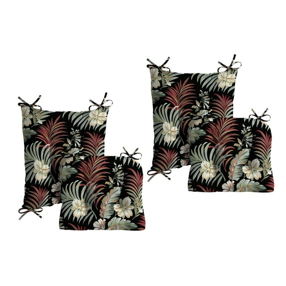 ARDEN Plush Indoor/Outdoor Rocking Chair Cushion Set, 2-Pack, 18 x 20, Water repellent, Fade Resistant, Tufted Cushion for Rocking Chairs 18 x 20, Simone Black Tropical