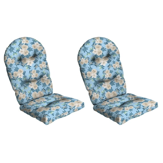 ARDEN Plush Modern Tufted Polyfill Adirondack Cushion 2-Pack, 20 x 18, Arden x Alexandra Kay Collection, Water repellent, Fade Resistant, Backroad Blossom Blue
