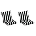 thumbnail image 1 of ARDEN Plush Modern Tufted Polyfill Dining Chair Cushion, Set of 2, 21 x 40, Water repellent, Fade Resistant, Black Cabana Stripe, 1 of 9