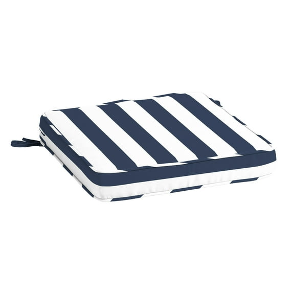 ARDEN ProFoam Essentials Outdoor Seat Cushion, 20 x 20, Patio Cushion, Rain-Proof, Fade Resistant, Sapphire Blue Cabana Stripe