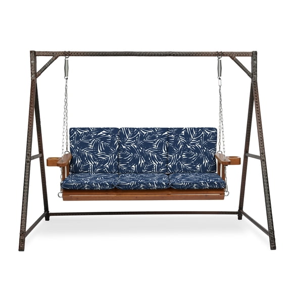 ARDEN earthFIBER Indoor / Outdoor Swing Cushion Set, 56 x 20, Water Repellent, Fade Resistant, Cushion Set for swing or bench Navy Blue King Palm