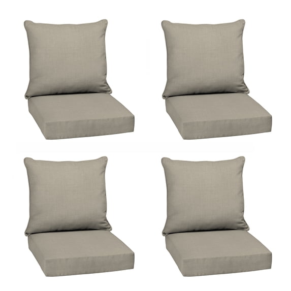 ARDEN earthFIBER Outdoor Deep Seat Cushion Set, 4-Pack, 24 in x 24 in, Weather-Proof, Rain-Proof, Fade Resistant Patio Cushion for Chair, Sofa, and Couch Sandbar Taupe Texture