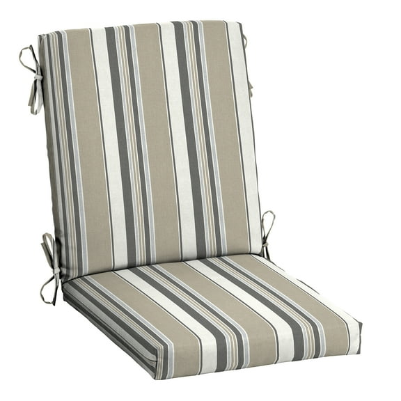 ARDEN earthFIBER Outdoor Dining Chair Cushion, 20 x 20, Water Repellent, Fade Resistant, 1-Piece Cushion for Dining Chairs 20 x 20, Taupe Grey Boardwalk Stripe