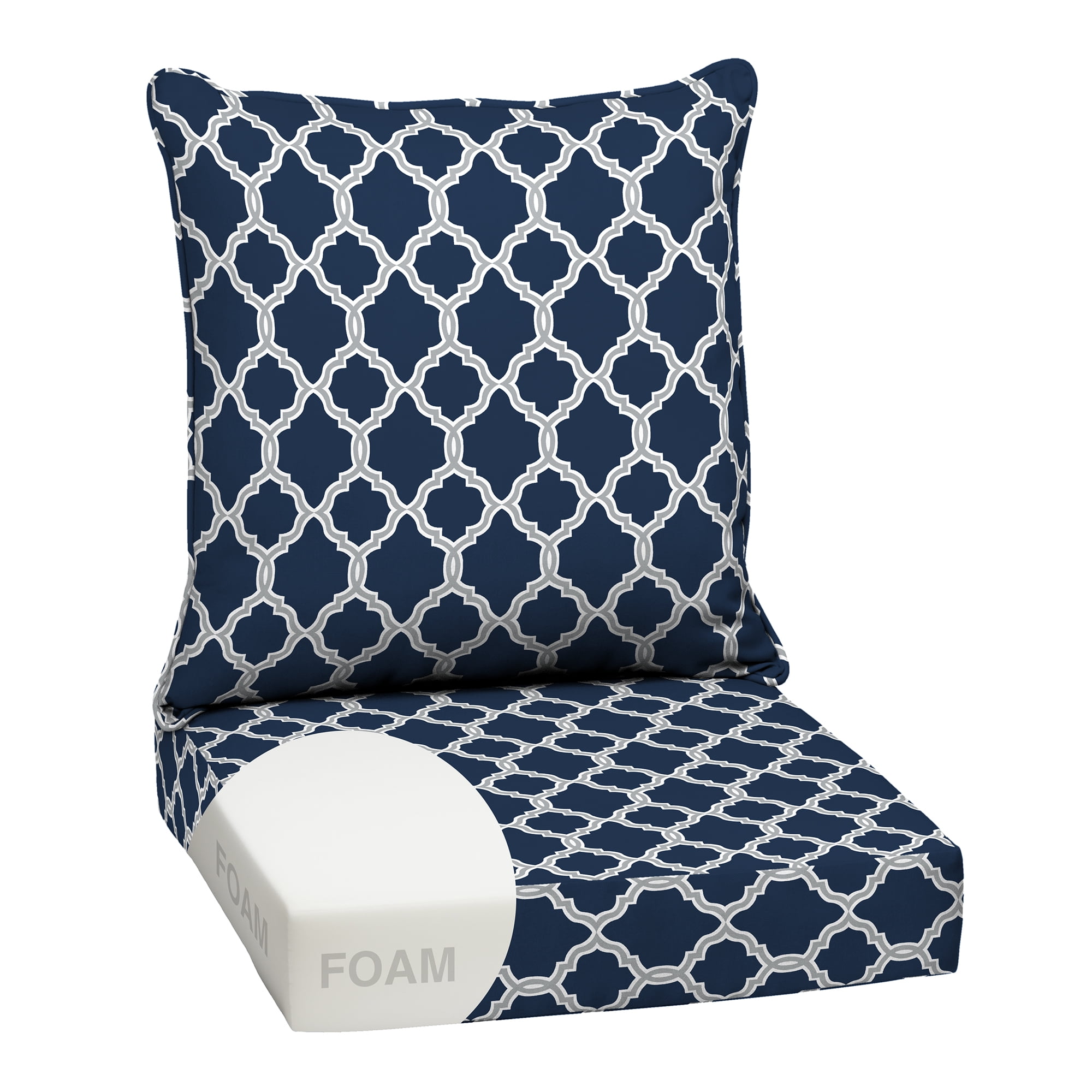 ARDEN earthFIBER Outdoor Foam Deep Seat Cushion Set, 24 in x 24 in, Weather-Resistant, Sapphire Blue Garden Trellis