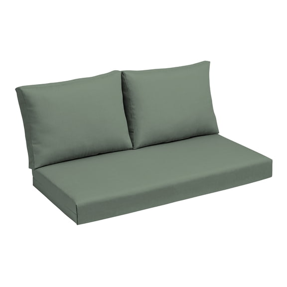 ARDEN earthFIBER Outdoor Loveseat Cushion Set, 48 x 24, Water Repellent, Fade Resistant, Loveseat Bottom and 2 Back Cushions for Loveseat, Bench, and Swing 48 x 24, Sage Green Texture