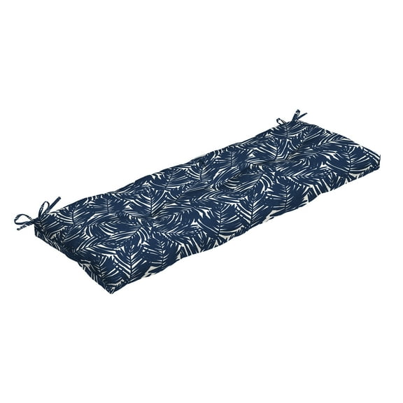 ARDEN earthFIBER Outdoor Tufted Bench Cushion, Water repellent, Fade Resistant, Tufted Bench Cushion for Bench and Swing 48 x 18, Navy Blue King Palm
