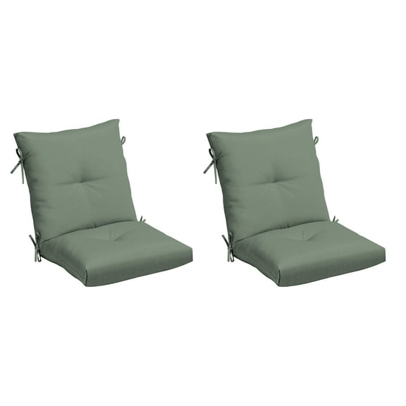 ARDEN earthFIBER Plush Modern Tufted Polyfill Dining Chair Cushion, Set of 2, 21 x 40, Water repellent, Fade Resistant, Sage Green Texture