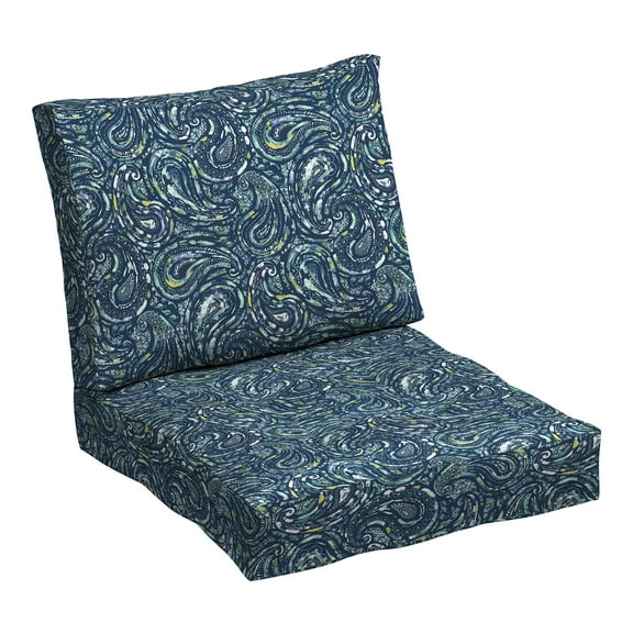 ARDEN earthFIBER Tufted Blowfill Deep Seat Set, 24 x 24, Rain-Proof, Fade Resistant, Deep Seat Bottom and Back Cushion for Chair, Sofa, and Couch 24 x 24, Sapphire Blue Ridge Paisley