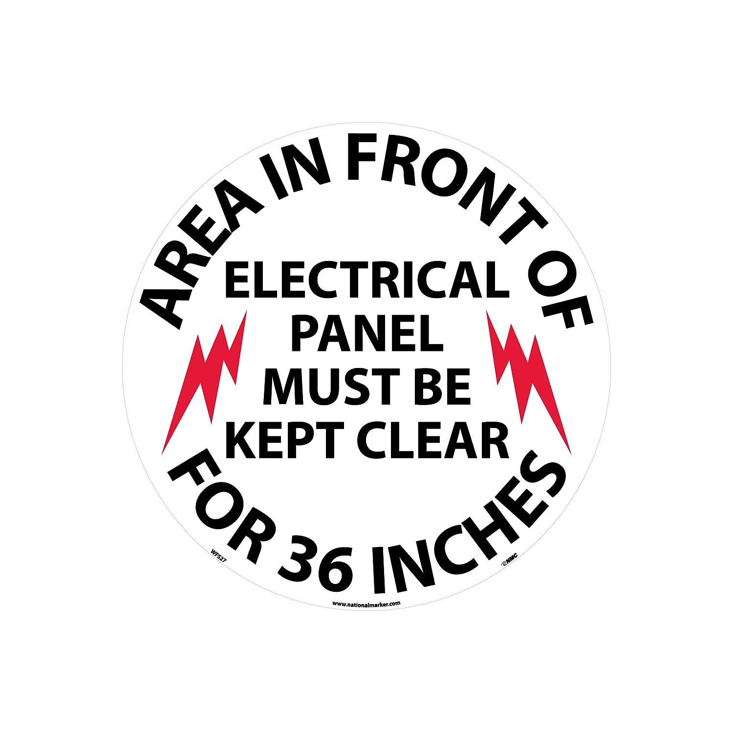 17" Round White Vinyl Electrical Panel Safety Floor Sign