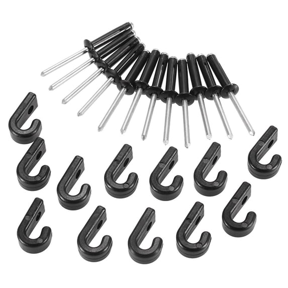 AREALER 12PCS J Hooks Lashing Hooks Bungee Hooks with 12 Rivets for Kayak Canoe Paddle Board Accessories