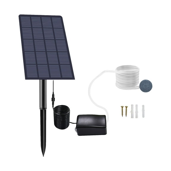 AREALER 2.5W Plug-in Solar Pump Fish Oxygenator Aquarium Aerator Air Pump Fishing Aerator with Pipe Air Bubble Stones for Garden Fish Pool Pond