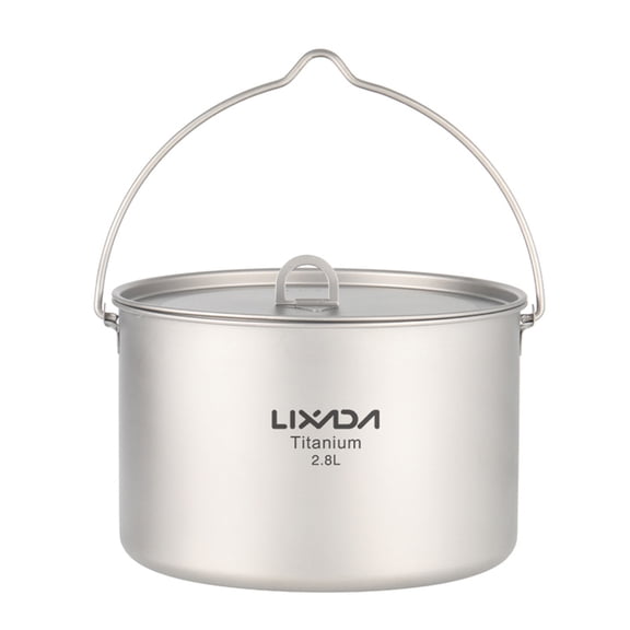 AREALER 2.8L Pot Ultralight Portable Hanging Pot with Lid Camping Hiking Backpacking