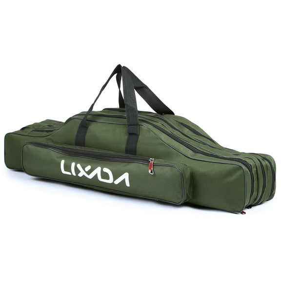 AREALER 3 Layers Fishing Pole Bag Portable Folding Rod Carry Case Fishing Reel Tackle Storage Bag Case