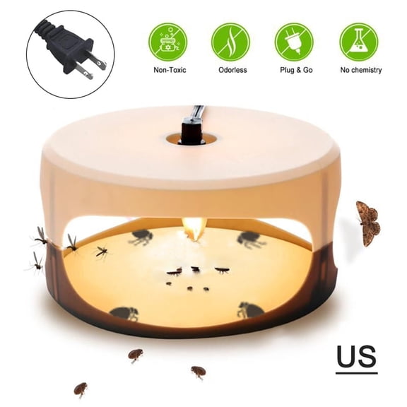 AREALER Sticky Flea Trap Dome Flea Bed Bug Trap with 2 Glue Discs, Odorless Non-toxic Flea Killer Trap Pad, Flea Trap Light Children and Pets Friendly, Plug